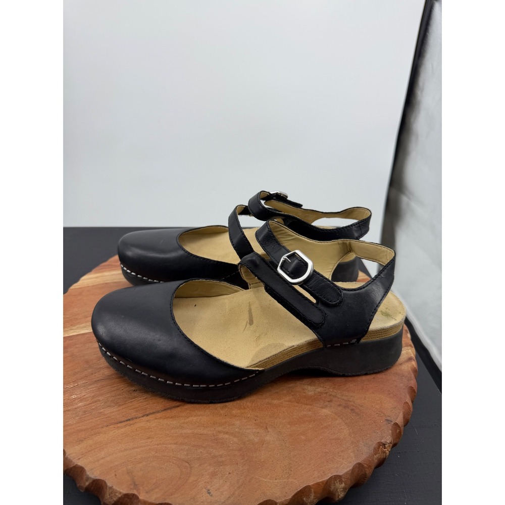 Dansko Black Leather Mary Jane Clog Sandals - Picture 3 of 11